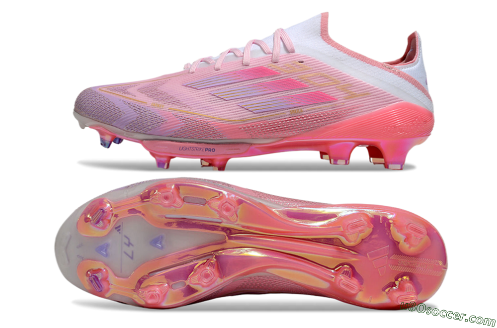 Adidas F50+ Lightstrike 304+ Elite FG Soccer Cleats - Pink/Gold/White